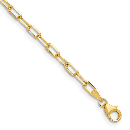 8 Inch 14K Yellow Gold 3.0mm Solid Beveled D/C Paperclip Chain Bracelet