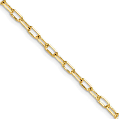 24 Inch 14K Yellow Gold 3.0mm Solid Beveled D/C Paperclip Chain Necklace