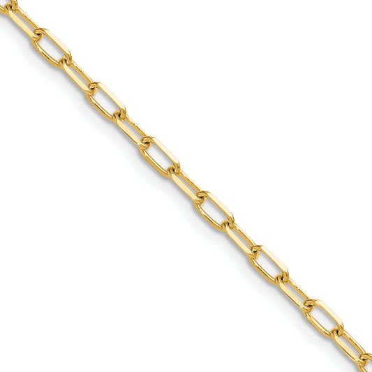 18 Inch 14K Yellow Gold 3.0mm Solid Beveled D/C Paperclip Chain Necklace