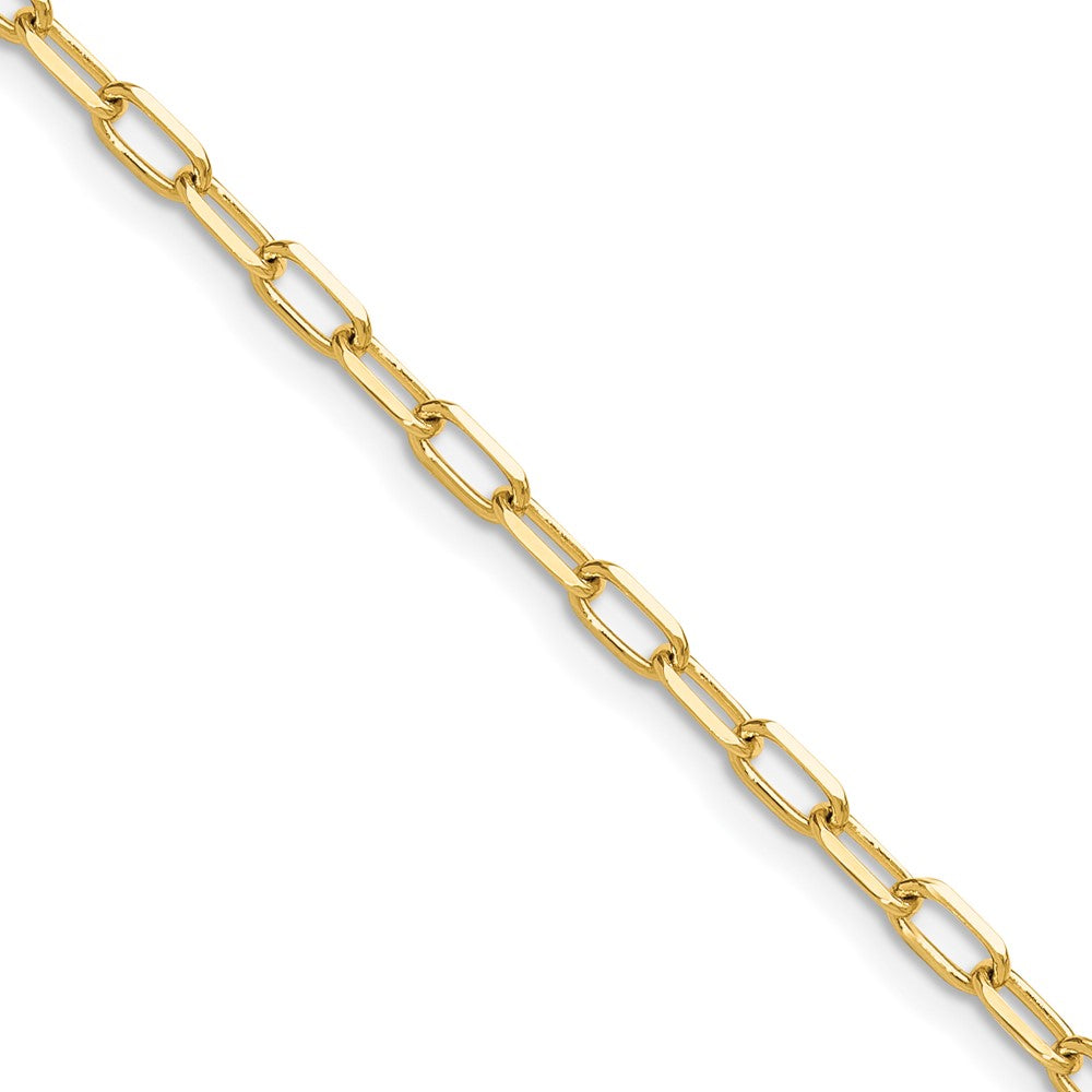 18 Inch 14K Yellow Gold 3.0mm Solid Beveled D/C Paperclip Chain Necklace