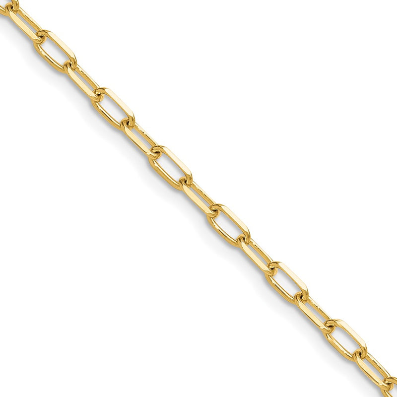 18 Inch 14K Yellow Gold 3.0mm Solid Beveled D/C Paperclip Chain Necklace