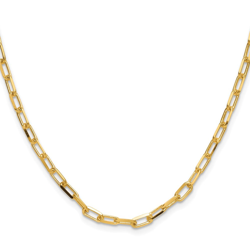 2 Inch 14K Yellow Gold 3.5mm Solid Beveled D/C Paperclip Chain Necklace