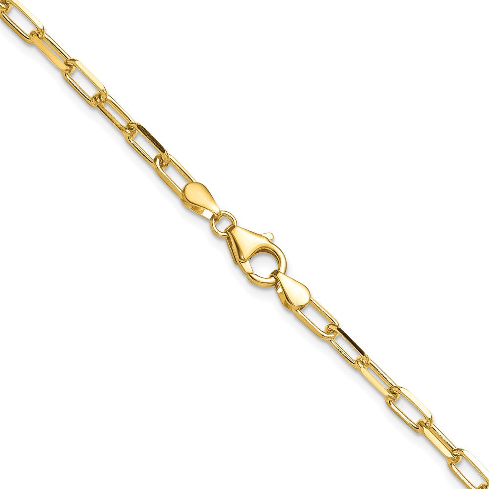 2 Inch 14K Yellow Gold 3.5mm Solid Beveled D/C Paperclip Chain Necklace
