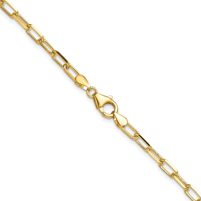 2 Inch 14K Yellow Gold 3.5mm Solid Beveled D/C Paperclip Chain Necklace