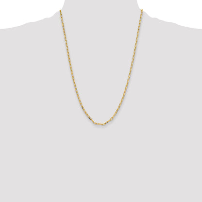 24 Inch 14K Yellow Gold 3.5mm Solid Beveled D/C Paperclip Chain Necklace