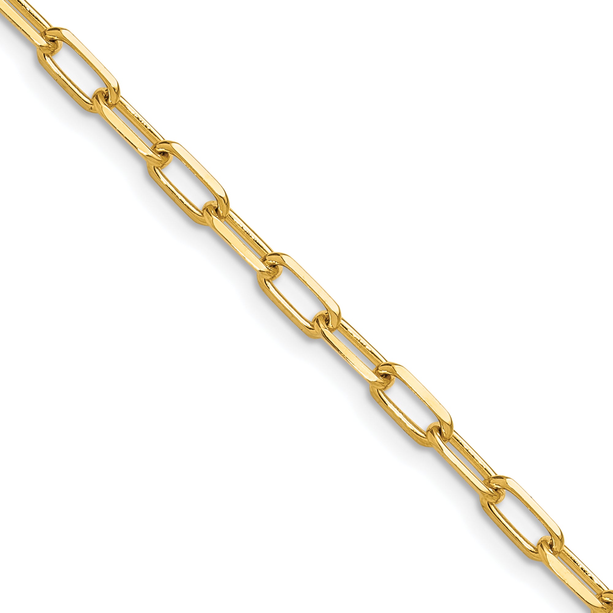 24 Inch 14K Yellow Gold 3.5mm Solid Beveled D/C Paperclip Chain Necklace