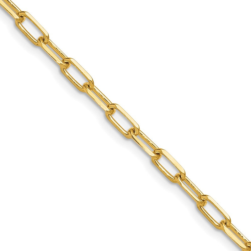 24 Inch 14K Yellow Gold 3.5mm Solid Beveled D/C Paperclip Chain Necklace