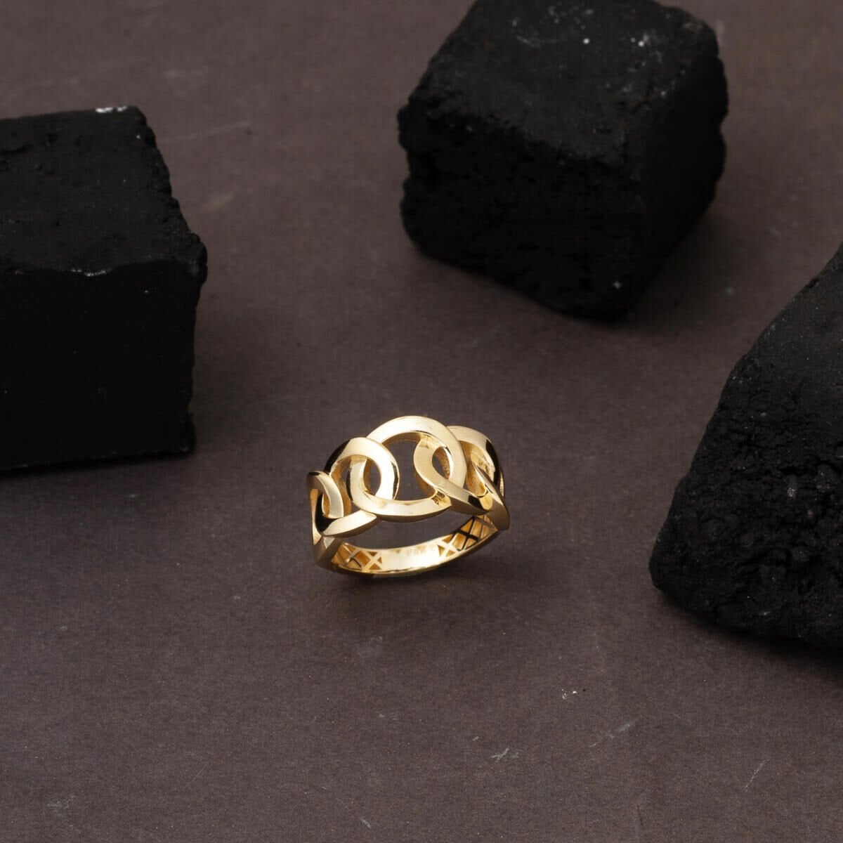14K Yellow Gold Infinity Chain Ring