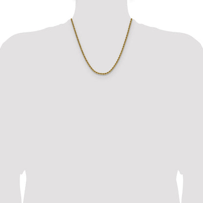 2 Inch 14K Yellow Gold 3.65mm Regular Rope Chain Necklace