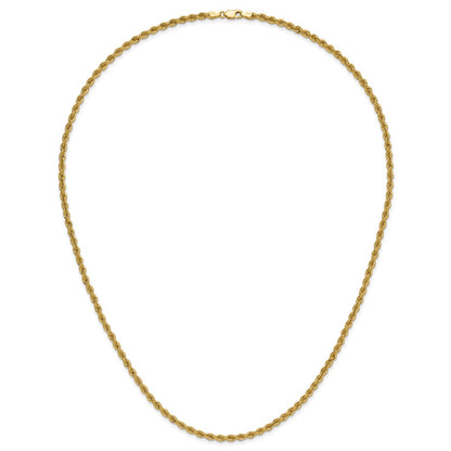24 Inch 14K Yellow Gold 3.65mm Regular Rope Chain Necklace