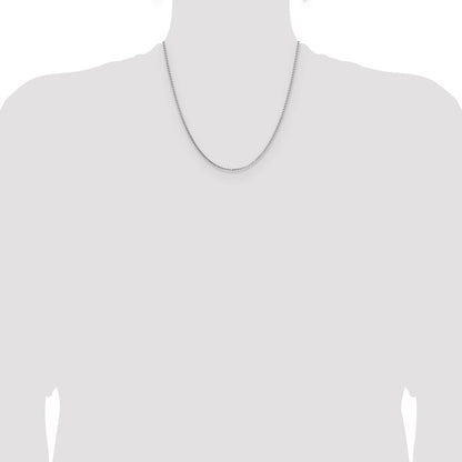 2 Inch 14K White Gold 1.10mm Box Chain Necklace
