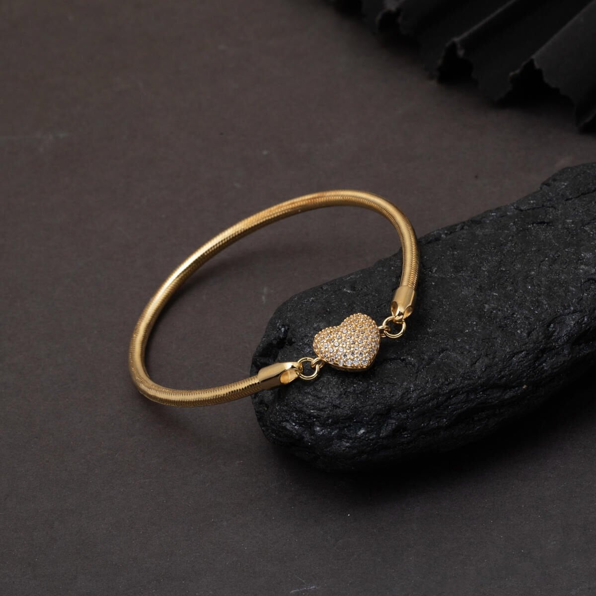 14K Yellow Gold Heart Italian Cubic Zirconia ID Bracelet