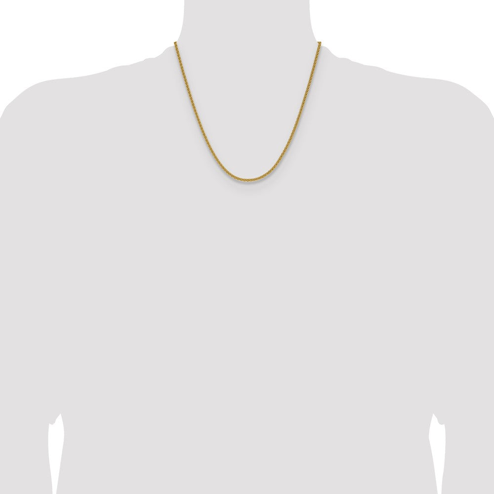 2 Inch 14K Yellow Gold 2.8mm Spiga Chain Necklace