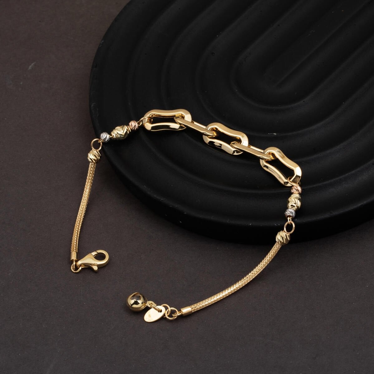 14K Yellow Gold Hoop Italian Bead Bracelet