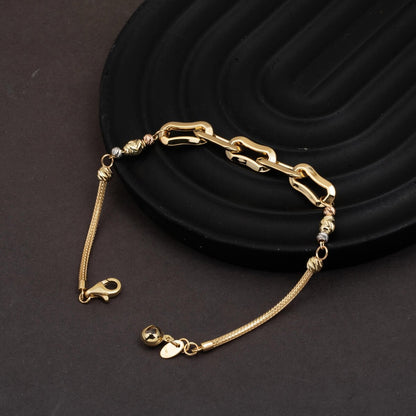 14K Yellow Gold Hoop Italian Bead Bracelet