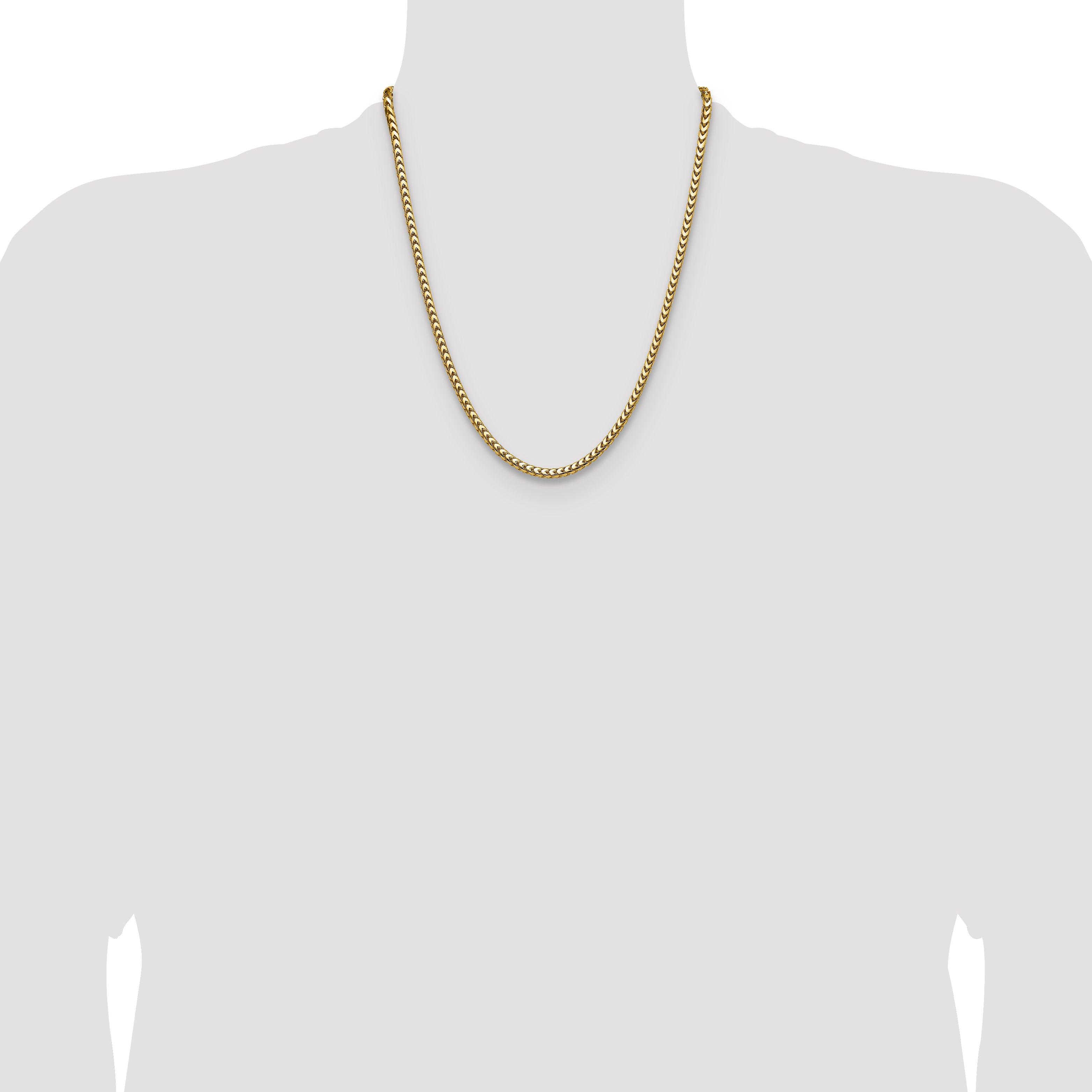 22 Inch 14K Yellow Gold 3.7mm Franco Chain Necklace