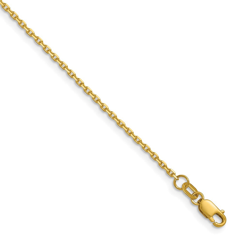 22 Inch 14K Yellow Gold 1.5mm D/C Square Cable Chain Necklace