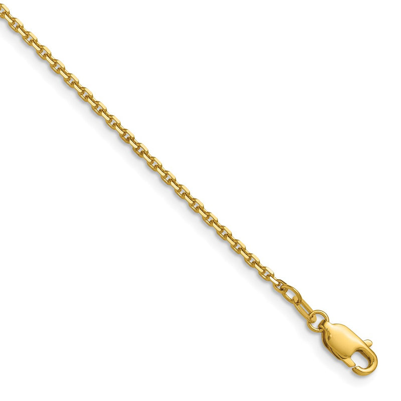 18 Inch 14K Yellow Gold 1.65mm D/C Square Cable Chain Necklace