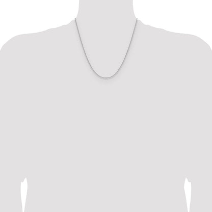2 Inch 14K White Gold 1.65mm D/C Square Cable Chain Necklace