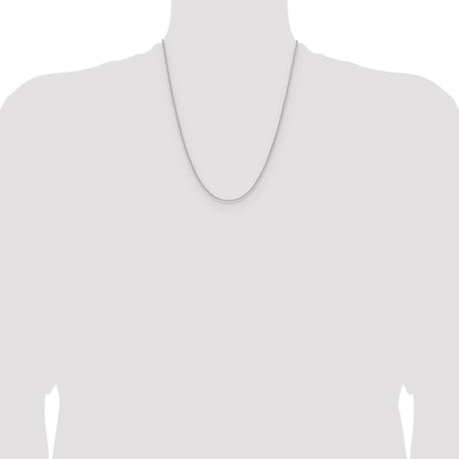 22 Inch 14K White Gold 1.65mm D/C Square Cable Chain Necklace