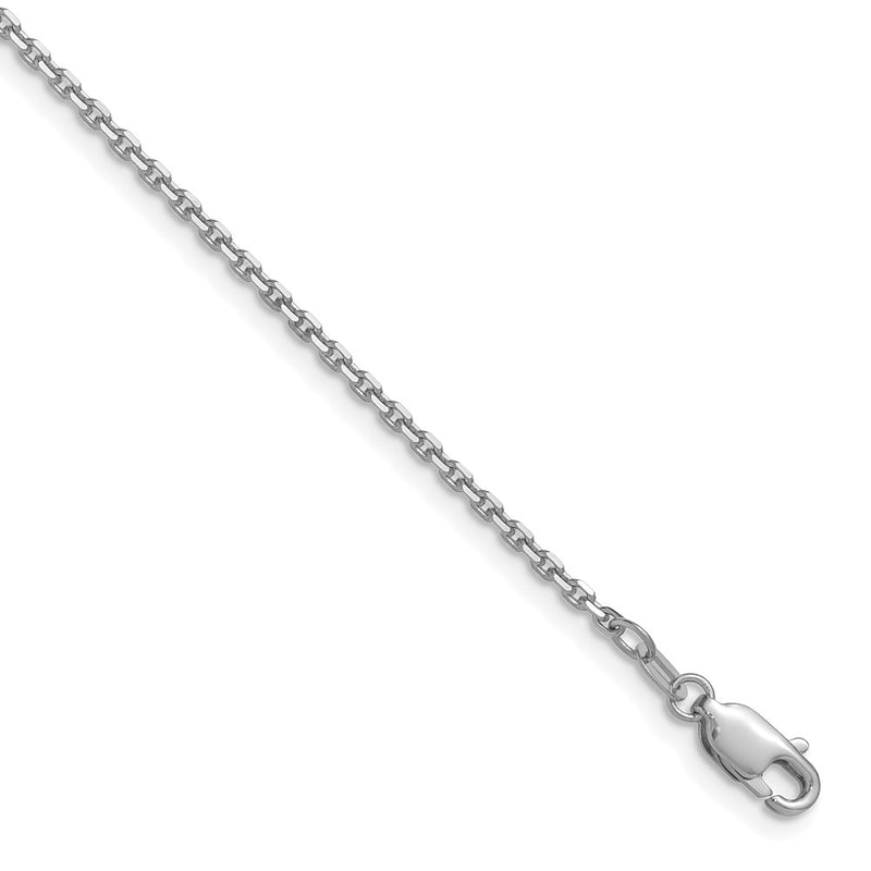 16 Inch 14K White Gold 1.65mm D/C Square Cable Chain Necklace