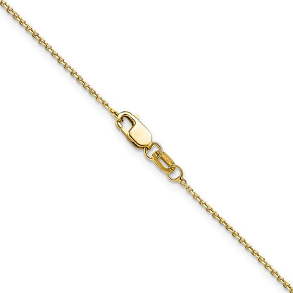 18 Inch 14K Yellow Gold 1.1mm D/C Round Cable Chain Necklace