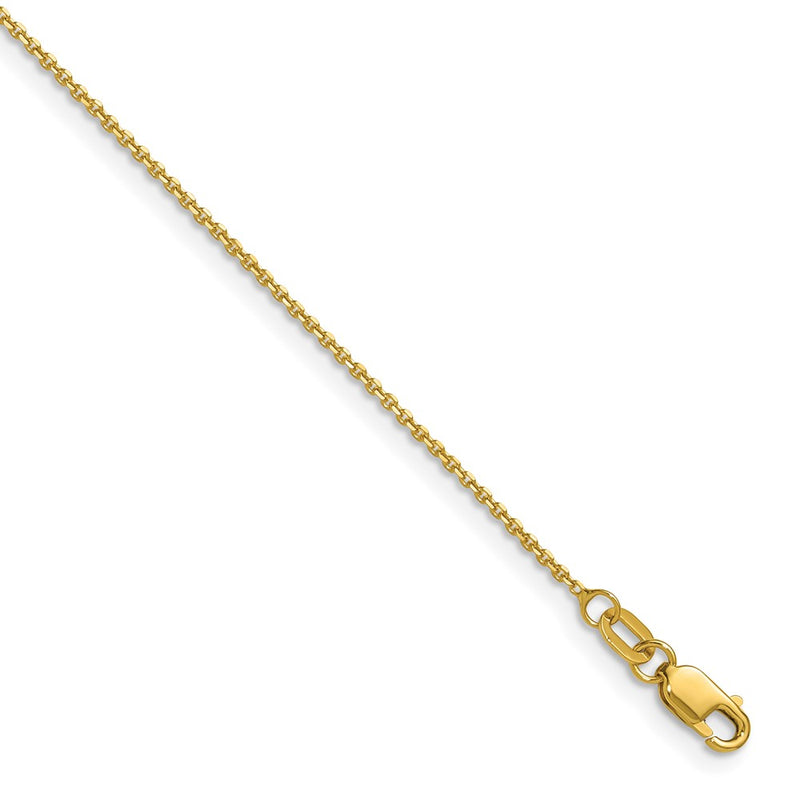 18 Inch 14K Yellow Gold 1.1mm D/C Round Cable Chain Necklace