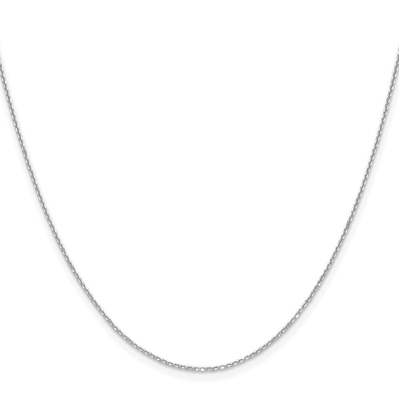 2 Inch 14K White Gold 1.1mm D/C Round Cable Chain Necklace