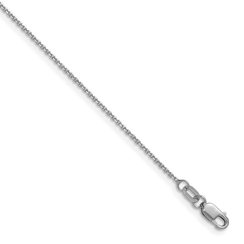 18 Inch 14K White Gold 1.1mm D/C Round Cable Chain Necklace