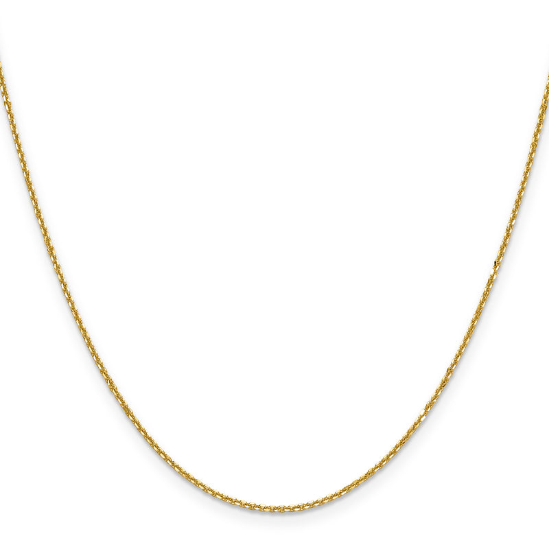 16 Inch 14K Yellow Gold 1.25mm D/C Round Cable Chain Necklace