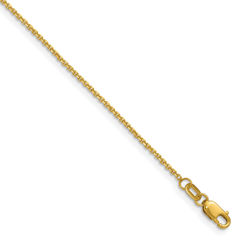 16 Inch 14K Yellow Gold 1.25mm D/C Round Cable Chain Necklace