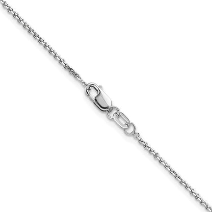 2 Inch 14K White Gold 1.25mm D/C Round Cable Chain Necklace
