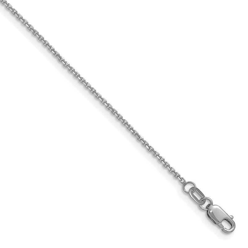 18 Inch 14K White Gold 1.25mm D/C Round Cable Chain Necklace