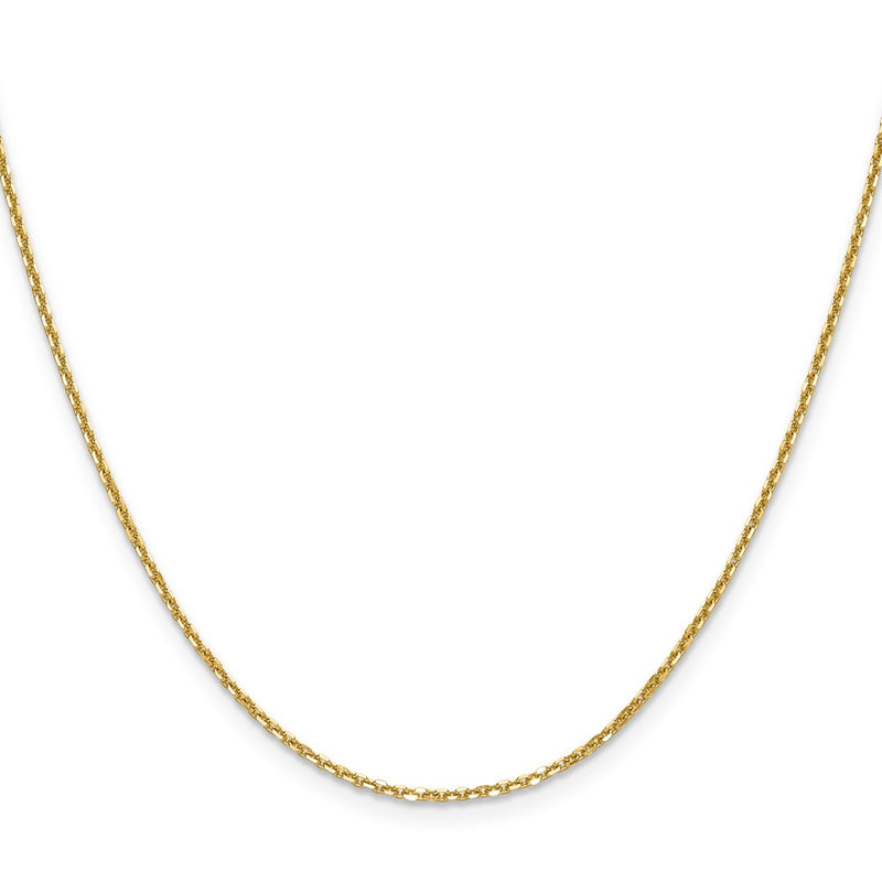18 Inch 14K Yellow Gold 1.45mm D/C Round Cable Chain Necklace