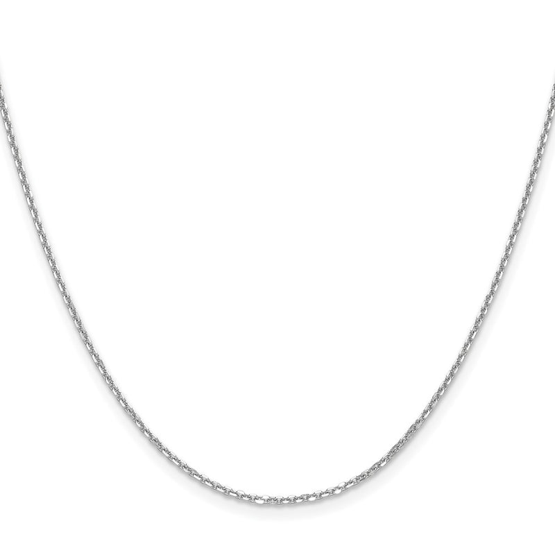 16 Inch 14K White Gold 1.45mm D/C Round Cable Chain Necklace