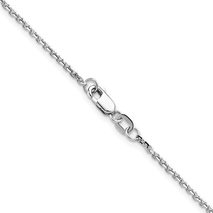 18 Inch 14K White Gold 1.45mm D/C Round Cable Chain Necklace
