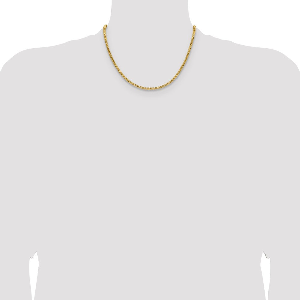 18 Inch 14K Yellow Gold 3.7mm Semi Solid D/C Round Box Chain Necklace