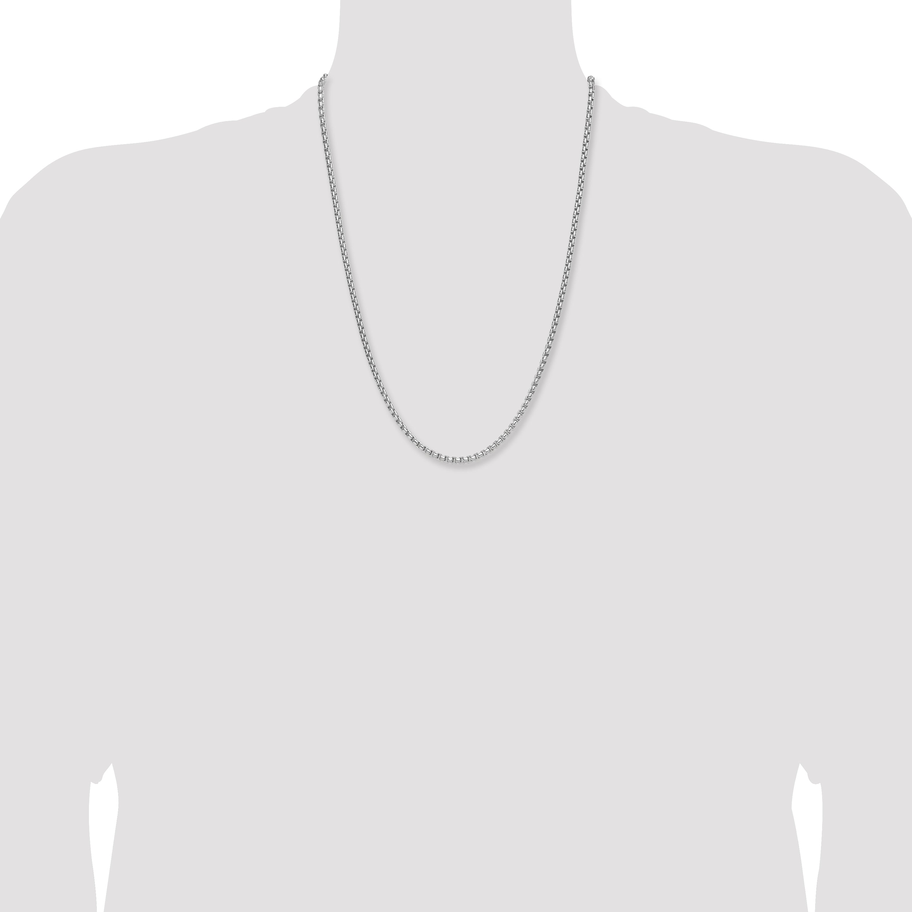 14K White Gold Wg 2.2mm Solid Beveled D/C Paperclip Chain