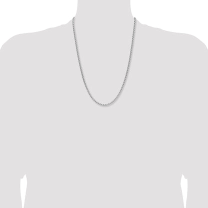 14K White Gold Wg 2.2mm Solid Beveled D/C Paperclip Chain