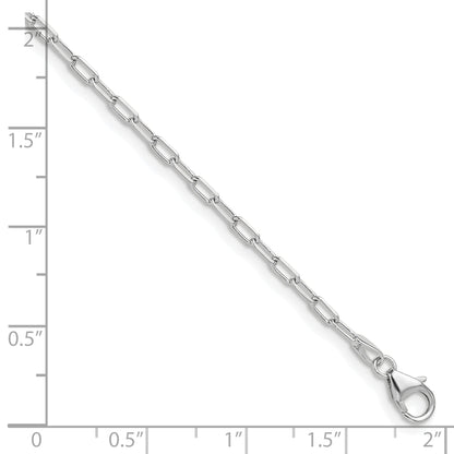 8 Inch 14K White Gold Wg 2.2mm Solid Beveled D/C Paperclip Chain Bracelet