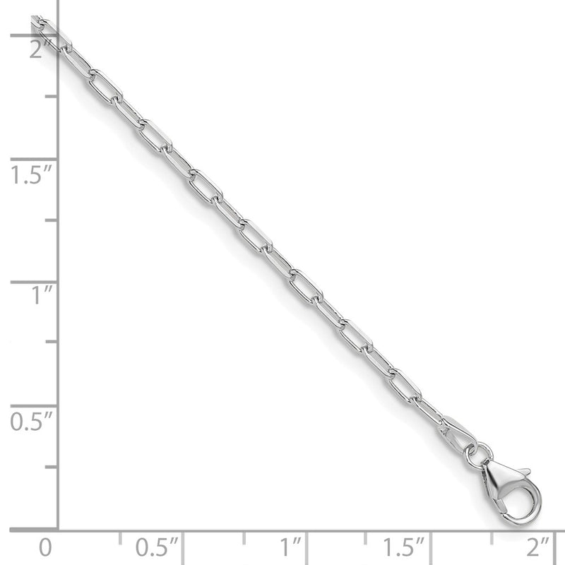 8 Inch 14K White Gold Wg 2.2mm Solid Beveled D/C Paperclip Chain Bracelet
