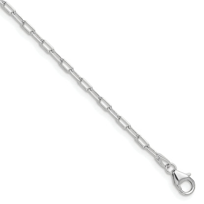 8 Inch 14K White Gold Wg 2.2mm Solid Beveled D/C Paperclip Chain Bracelet