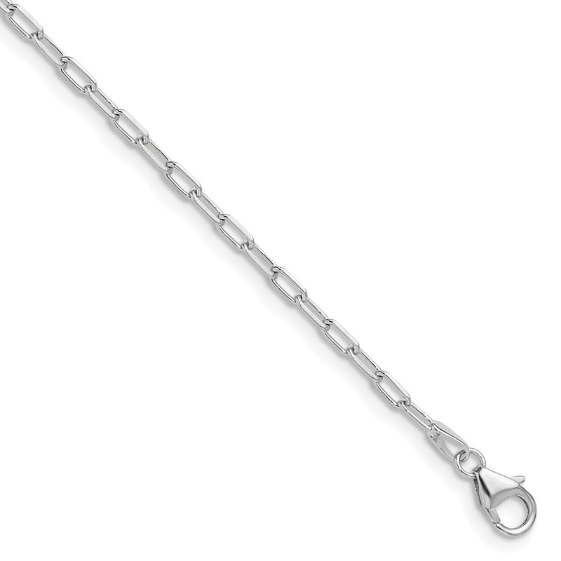 8 Inch 14K White Gold Wg 2.2mm Solid Beveled D/C Paperclip Chain Bracelet