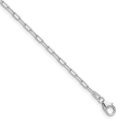 7 Inch 14K White Gold Wg 2.2mm Solid Beveled D/C Paperclip Chain Bracelet