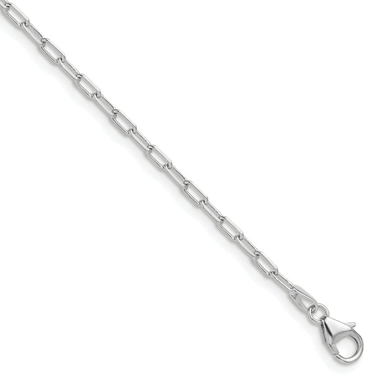 7 Inch 14K White Gold Wg 2.2mm Solid Beveled D/C Paperclip Chain Bracelet