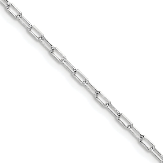 14K White Gold Wg 2.2mm Solid Beveled D/C Paperclip Chain