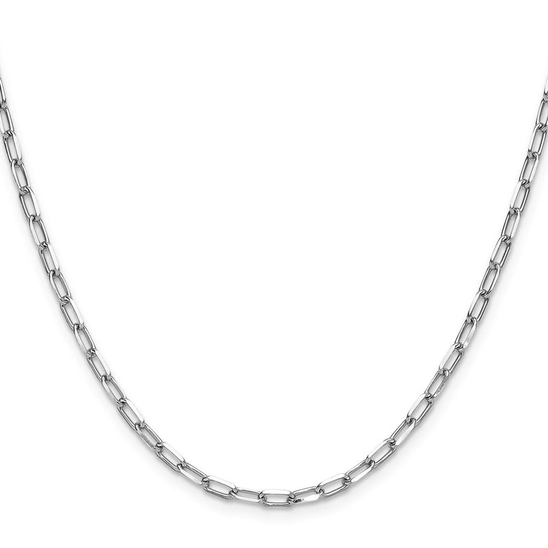 2 Inch 14K White Gold Wg 3.0mm Solid Beveled D/C Paperclip Chain Necklace