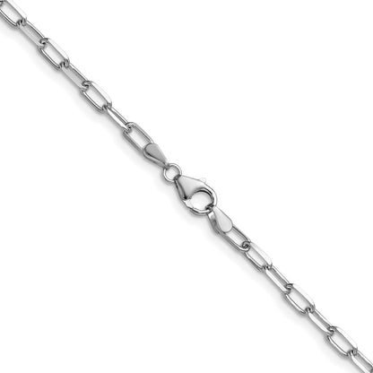 2 Inch 14K White Gold Wg 3.0mm Solid Beveled D/C Paperclip Chain Necklace