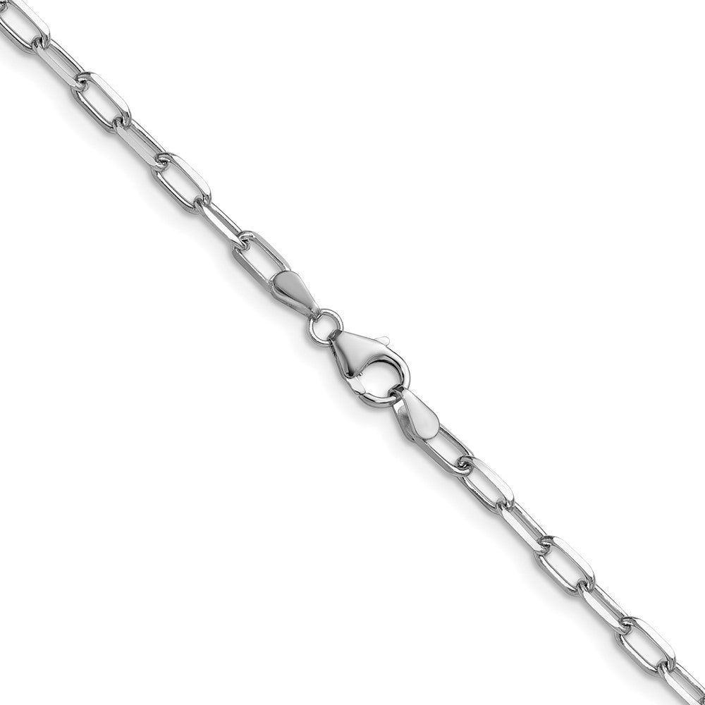 16 Inch 14K White Gold Wg 3.0mm Solid Beveled D/C Paperclip Chain Necklace