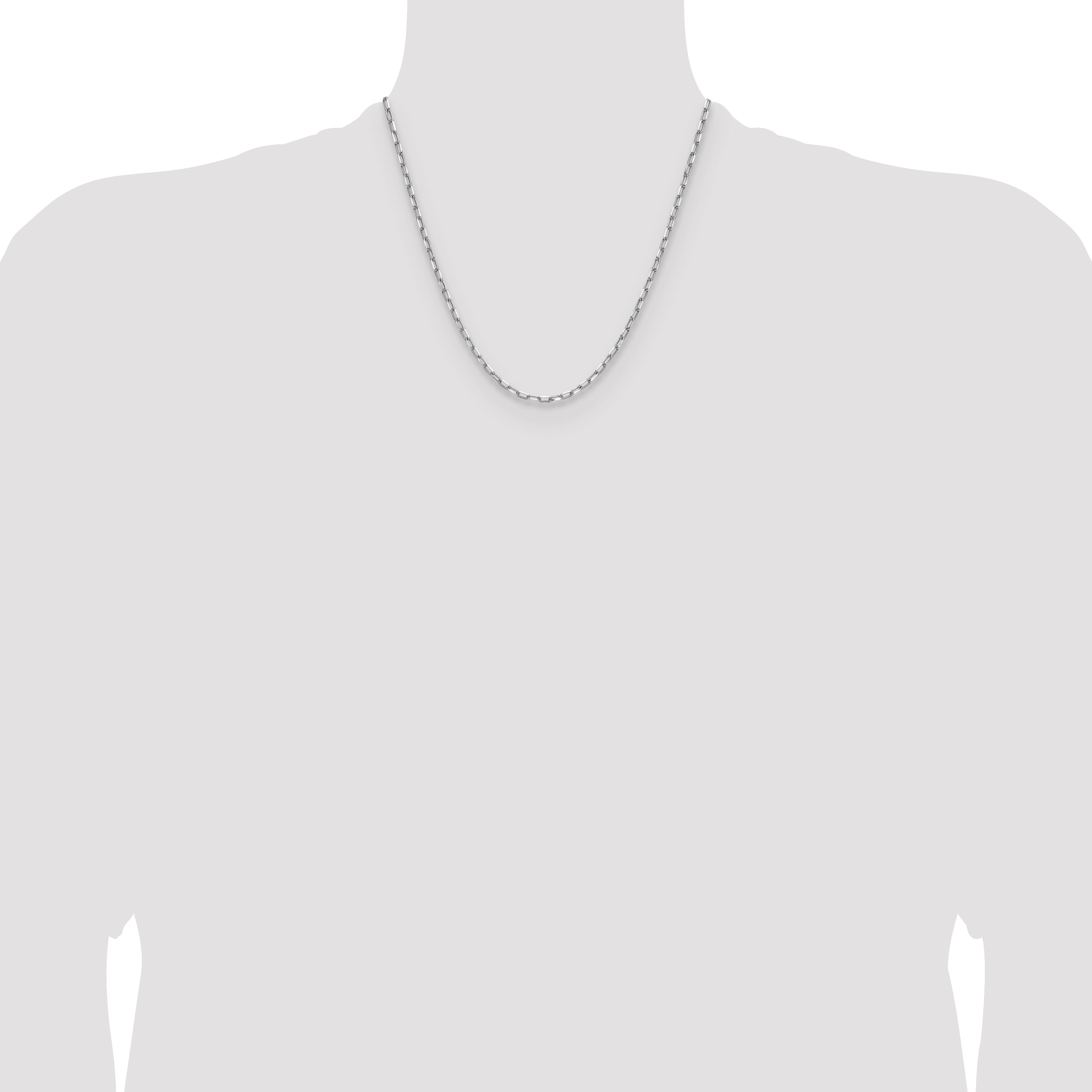 14K White Gold Wg 3.0mm Solid Beveled D/C Paperclip Chain